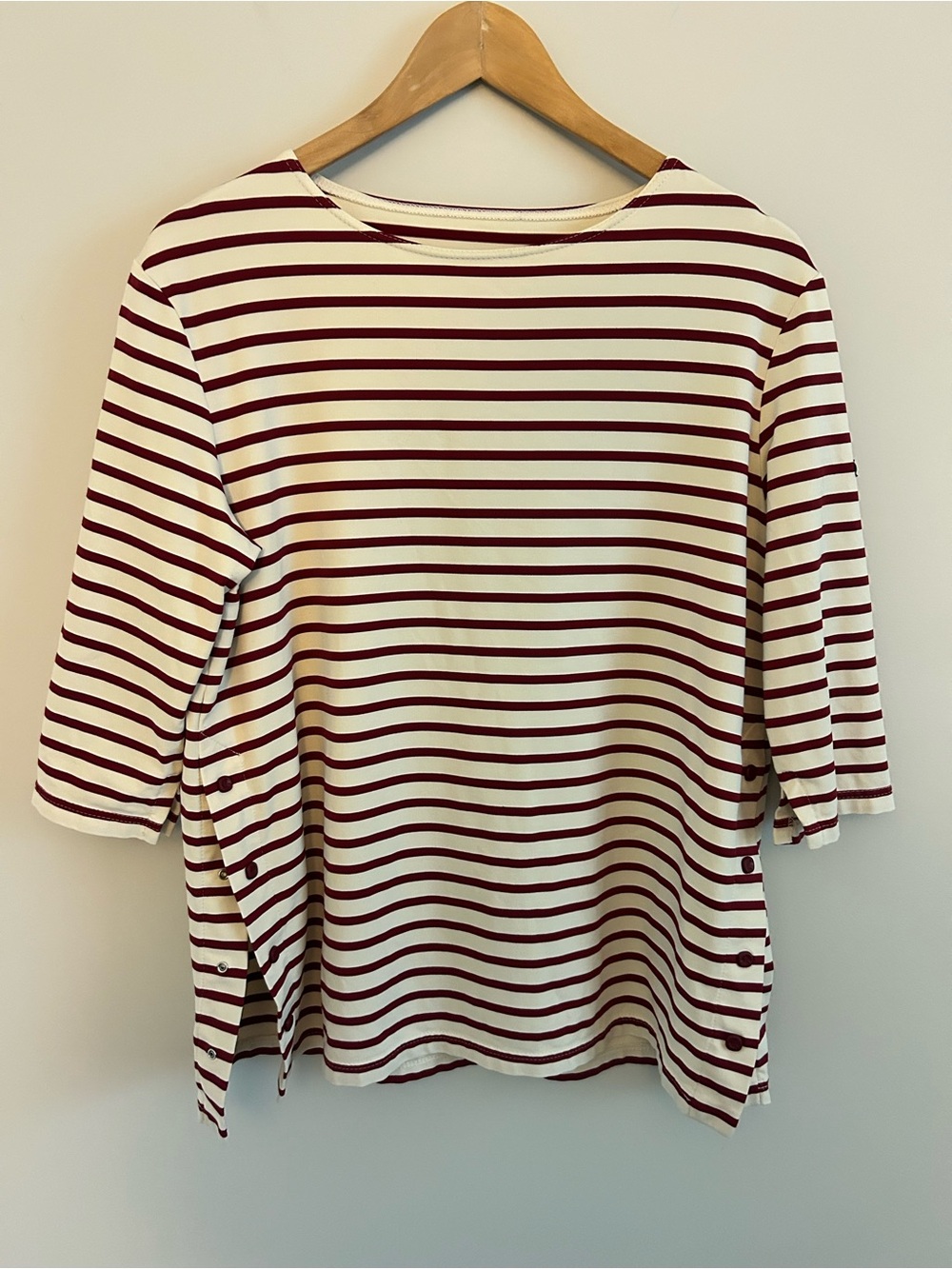 Saint James Burgundy & Cream Striped UV Protection Top